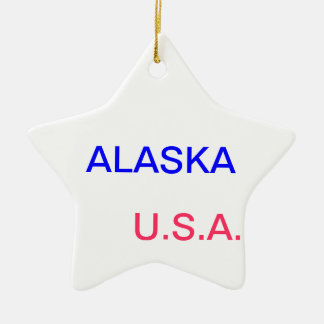 Star with alaska and juneau on it. ceramic tree decoration
