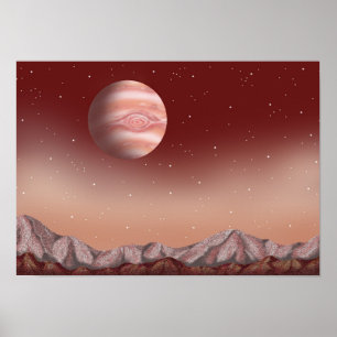 Star with red eyes floating in space. poster