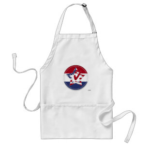 Star with US Flag, Red Check & 50 Stars - round Standard Apron