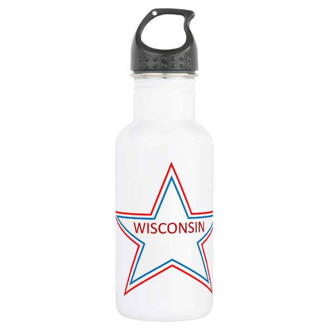 Star with Wisconsin in it. 532 Ml Water Bottle (Front)
