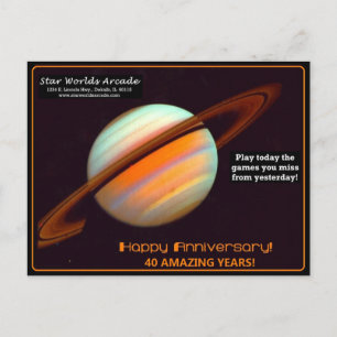 Star Worlds Arcade 40th Anniversary Retro Postcard