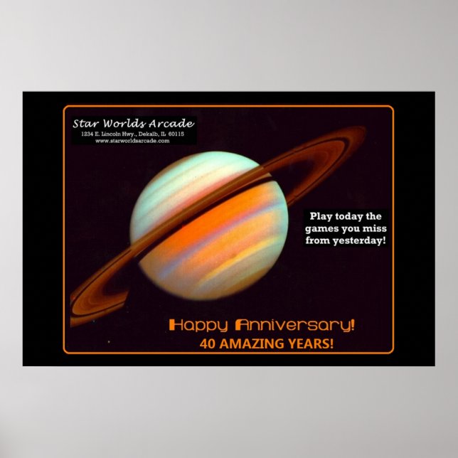 Star Worlds Arcade 40th Anniversary Retro Poster (Front)