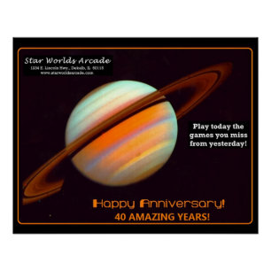 Star Worlds Arcade 40th Anniversary Retro Poster
