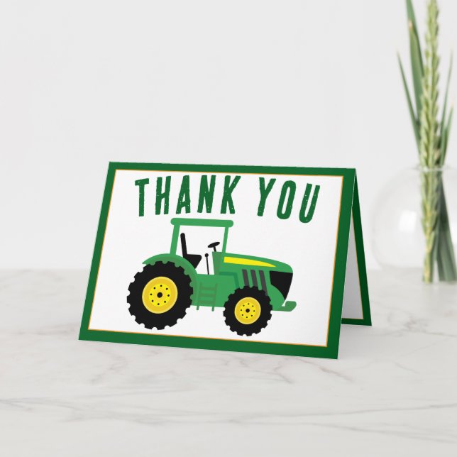 Star Your Tractor 1st Birthday Farm Party Statione Thank You Card (Front)