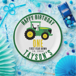 Star Your Tractor 1st Birthday   Farm Theme Paper Plate