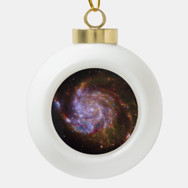 Starbirth in the Pinwheel:  M101 Galaxy Ceramic Ball Christmas Ornament (Front)