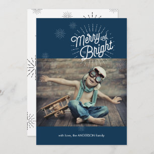 Starburst 1 Photo Holiday Card in Navy