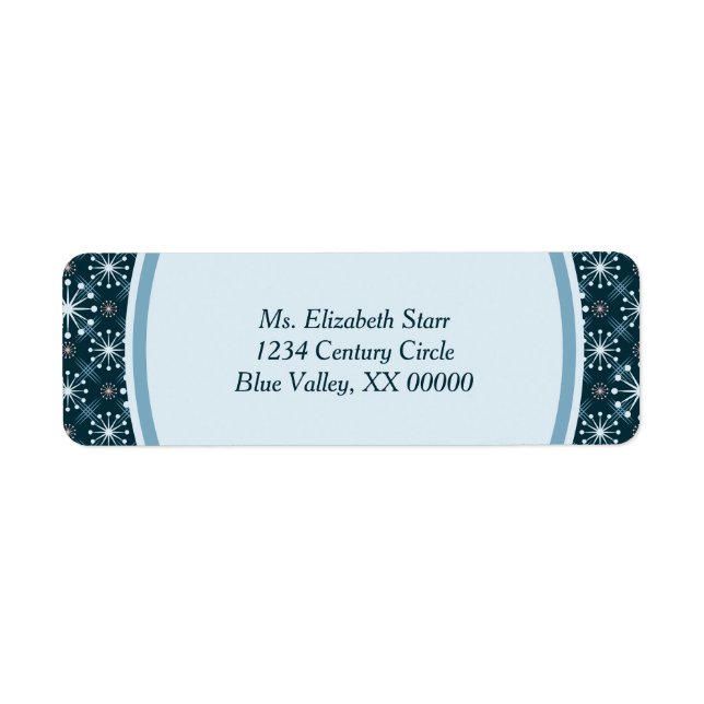 Starburst and Lines Mid Century Pattern Blue (Front)