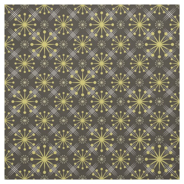 Starburst and Lines Mid Century Pattern Earth Hues Fabric (Swatch)