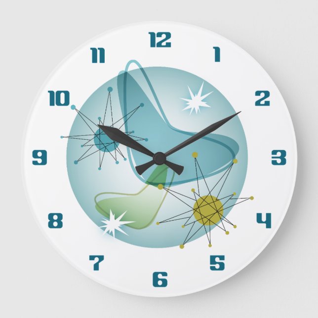Starburst Atomic Googie Wall Clock  (Front)