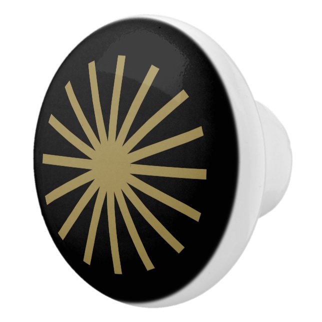 Starburst Black and Gold Ceramic Knob (Right)