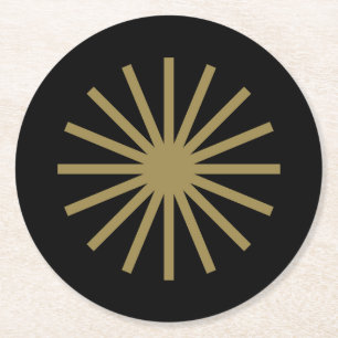 Starburst Black and Gold Round Paper Coaster