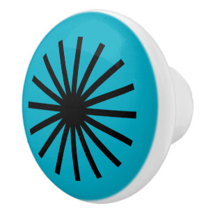 Starburst Black and White Ceramic Knob