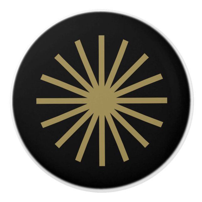 Starburst Black and White Ceramic Knob (Front)