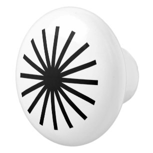 Starburst Black and White Ceramic Knob