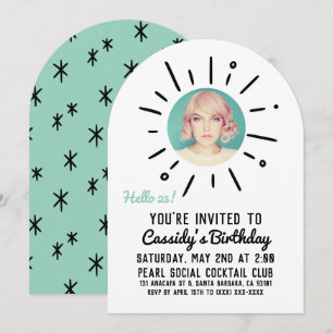 STARBURST   Custom Simple & Chic Photo Birthday Invitation