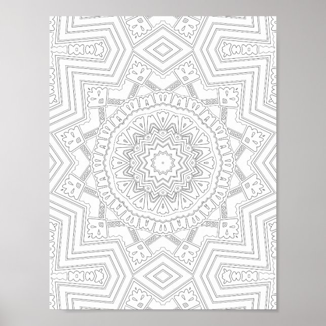 Starburst Geometry Colouring Page Art Design Poster (Front)