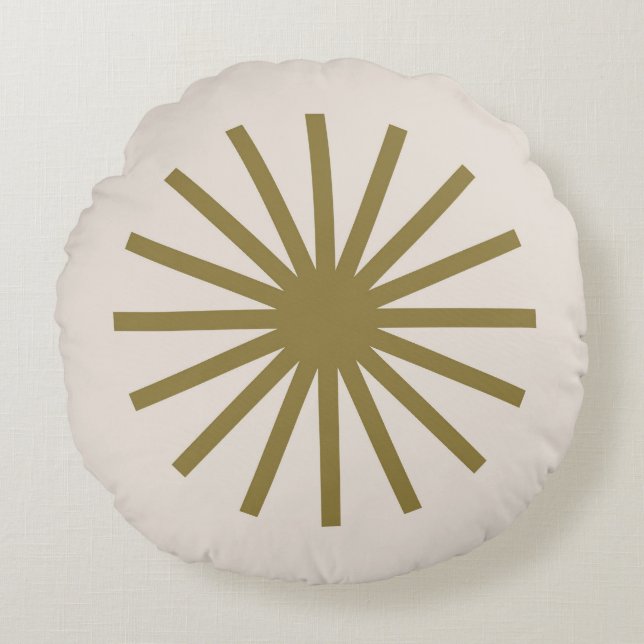 Starburst Gold & Linen White Round Cushion (Front)