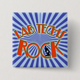 STARBURST LAB TECHS ROCK (LABORATORY SCIENTIST) 15 CM SQUARE BADGE