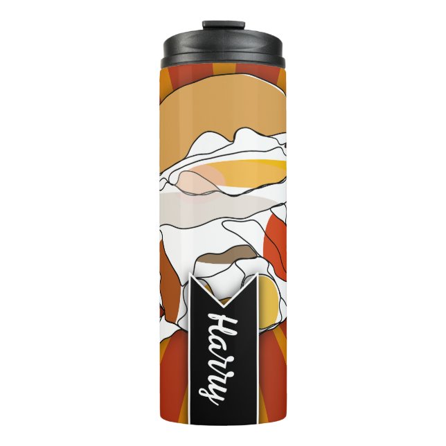 Starburst line art burger thermal tumbler (Front)