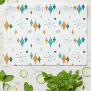 Starburst Mid Century Modern Pattern Tea Towel