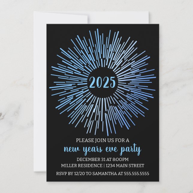 Starburst New Years Eve Party Invitation (Front)