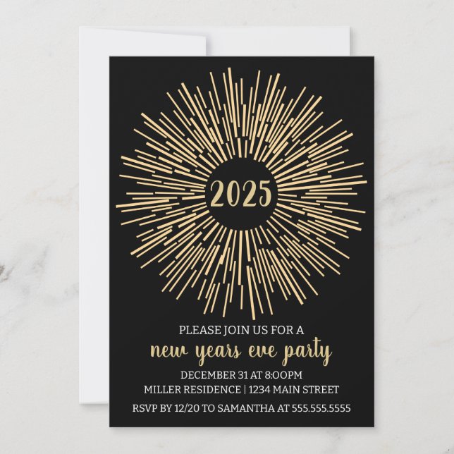 Starburst New Years Eve Party Invitation (Front)