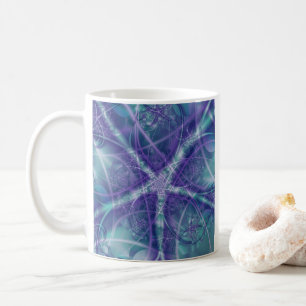 Starburst Purple and Green Fractal Art Coffee Mug