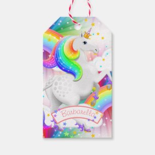 Starburst Rainbow Princess Unicorn Birthday Gift Tags
