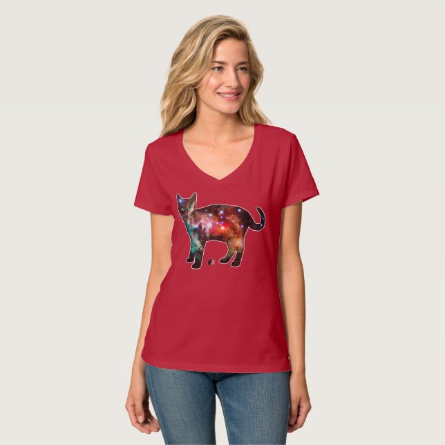 Starburst Space In Cat T-shirt (Front Full)