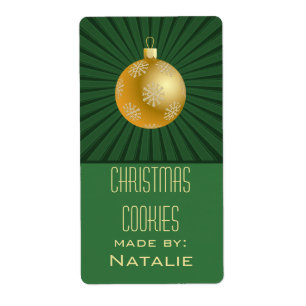 Starburst Stripes Ornament Baking Labels, Green
