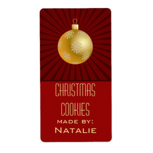 Starburst Stripes Ornament Baking Labels, Red