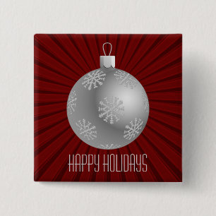 Starburst Stripes Ornament Button, Dark Red 15 Cm Square Badge