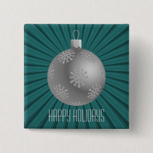 Starburst Stripes Ornament Button, Teal 15 Cm Square Badge