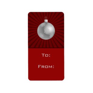 Starburst Stripes Ornament Gift Tag Labels, Red