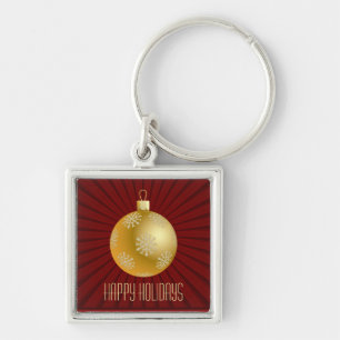 Starburst Stripes Ornament Keychain, Red & Gold Key Ring