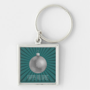 Starburst Stripes Ornament Keychain, Teal Key Ring
