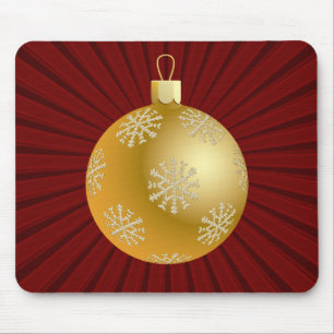 Starburst Stripes Ornament Mousepad, Red & Gold Mouse Pad