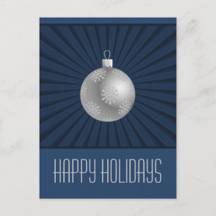 Starburst Stripes Ornament Postcard, Dark Blue Holiday Postcard