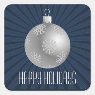 Starburst Stripes Ornament Stickers, Dark Blue Square Sticker