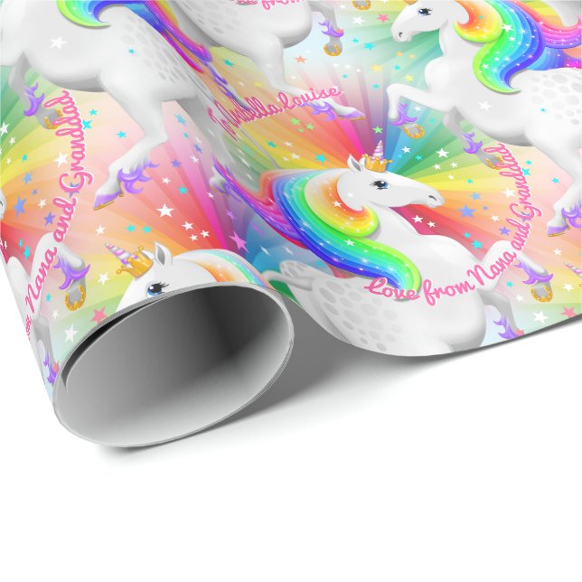 Starburst Unicorn Princess Rainbow Wrapping Paper (Roll Corner)