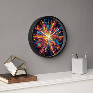 Starburst Wooden Black Frame Analog Clock