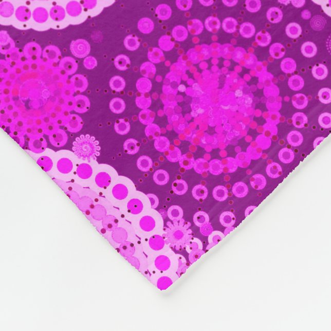 Starbursts and pinwheels, amethyst purple fleece blanket (Corner)