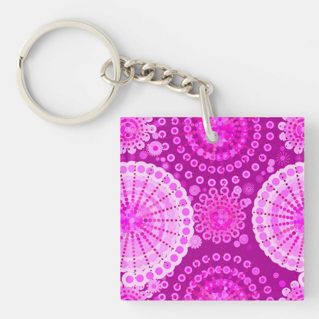 Starbursts and pinwheels, amethyst purple key ring (Front)