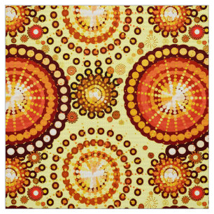 Starbursts and pinwheels, brown and yellow fabric
