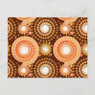 Starbursts and pinwheels, chocolate brown & tan postcard