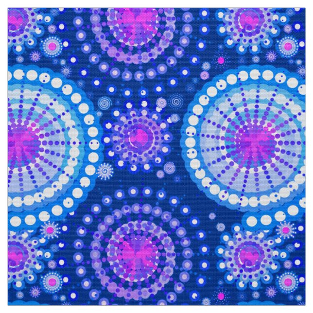 Starbursts and pinwheels, cobalt blue & white fabric (Swatch)