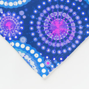 Starbursts and pinwheels, cobalt blue & white fleece blanket