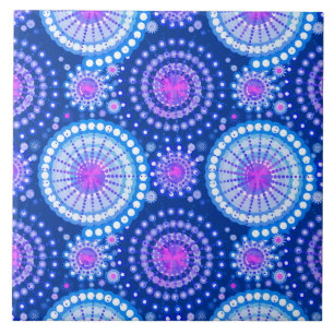 Starbursts and pinwheels, cobalt blue & white tile