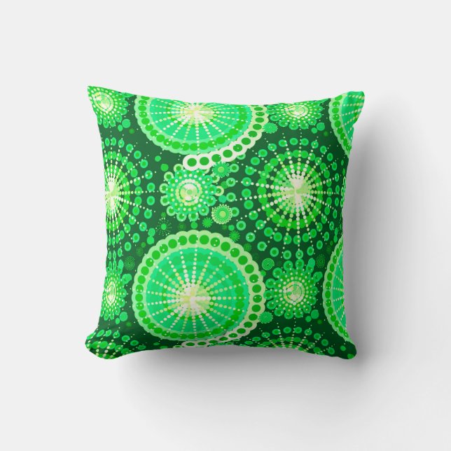 Starbursts and pinwheels, dark pine green cushion (Front)